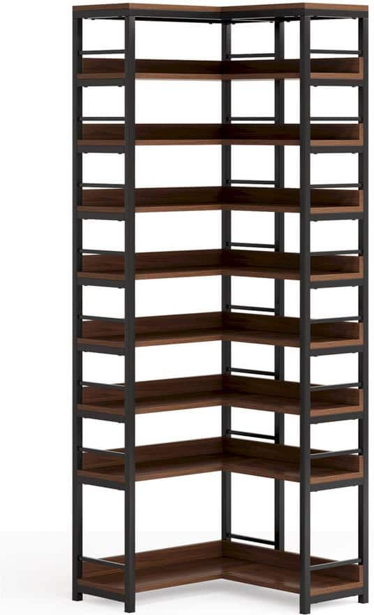 BYBLIGHT Lauren Rustic Brown 79 in. H Shoe Storage Cabinet, 9 tier Corner Shoe Rack, Tall Vertical Shoe Rack Organizer Entryway