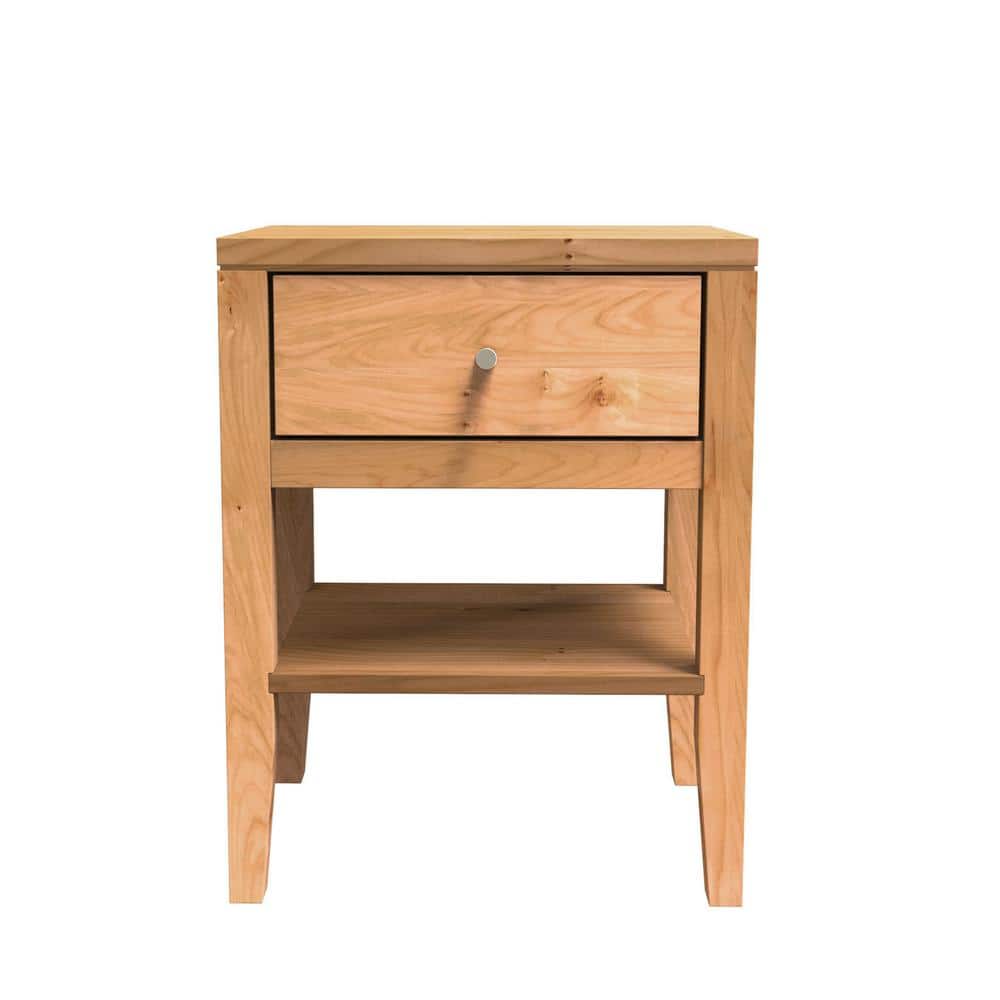 Furniture of America Amara Solid Maple Light Oak With Drawer and Nightstand