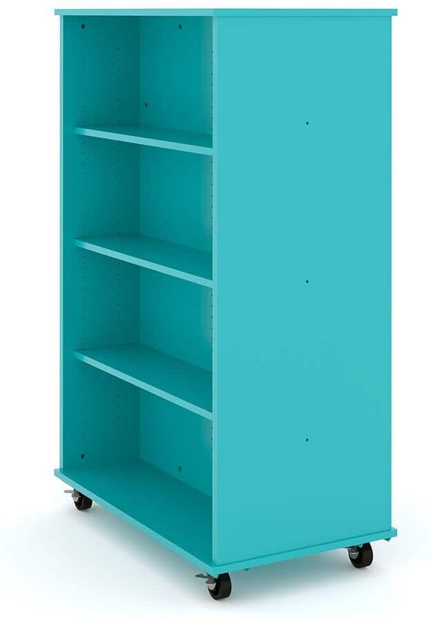 TOT MATE 36 in. W x 60 in. H, Ocean, Open Double Sided Mobile Storage Locker Nursery Classroom Bookcase, Adjustable Shelves