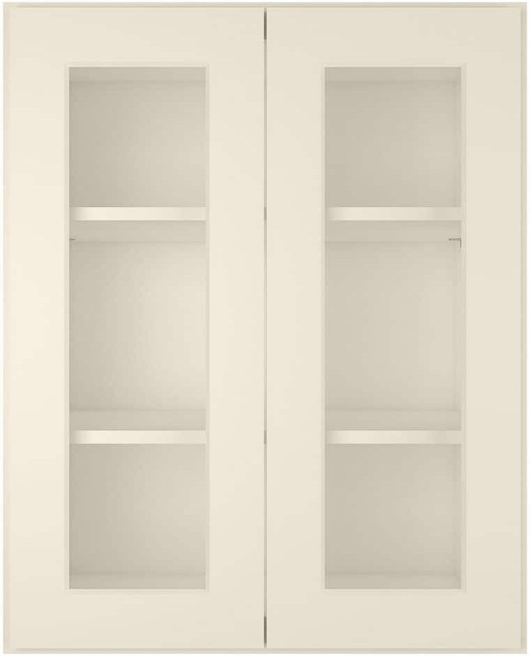 HOMEIBRO 24 in. W X 12 in. D X 30 in. H in Antique White Plywood Ready to Assemble Wall Kitchen Cabinet with 2-Doors 3-Shelves