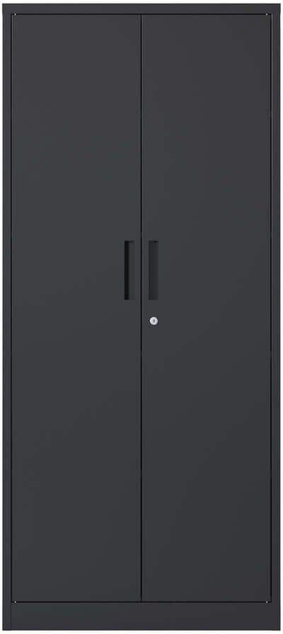 cadeninc 72 in.H Black Metal Garage Storage Cabinet with Doors and 4-Shelves for Home Office, Classroom/Pantry