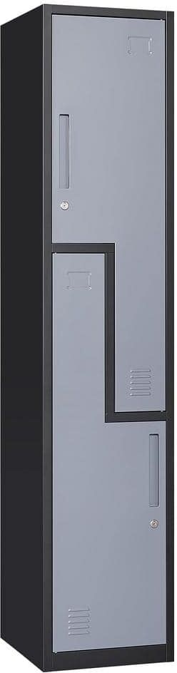 LISSIMO 2-Tier Metal Locker for Home, Dressing Room, 71 in. Steel L-Shape Storage Lockers with 2 Door for Employees