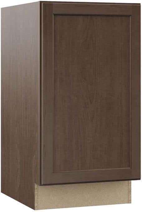 Hampton Bay Shaker 18 in. W x 24 in. D x 34.5 in. H Assembled Pull Out Waste Bin Base Kitchen Cabinet in Brindle