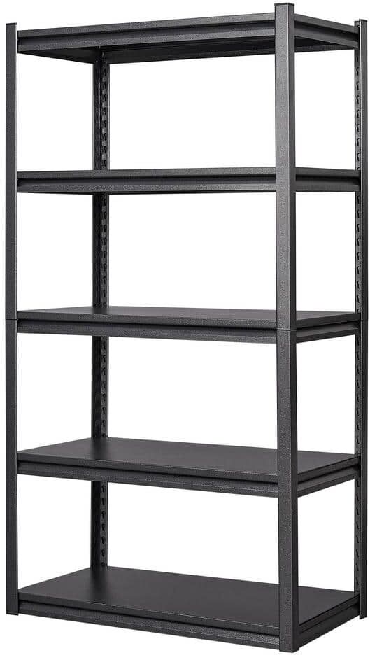 Mlezan Metal Garage Storage Shelves 5 Tiers in 17.7 in. D x 33.9 in. W x 63 in. H Black Steel Rack