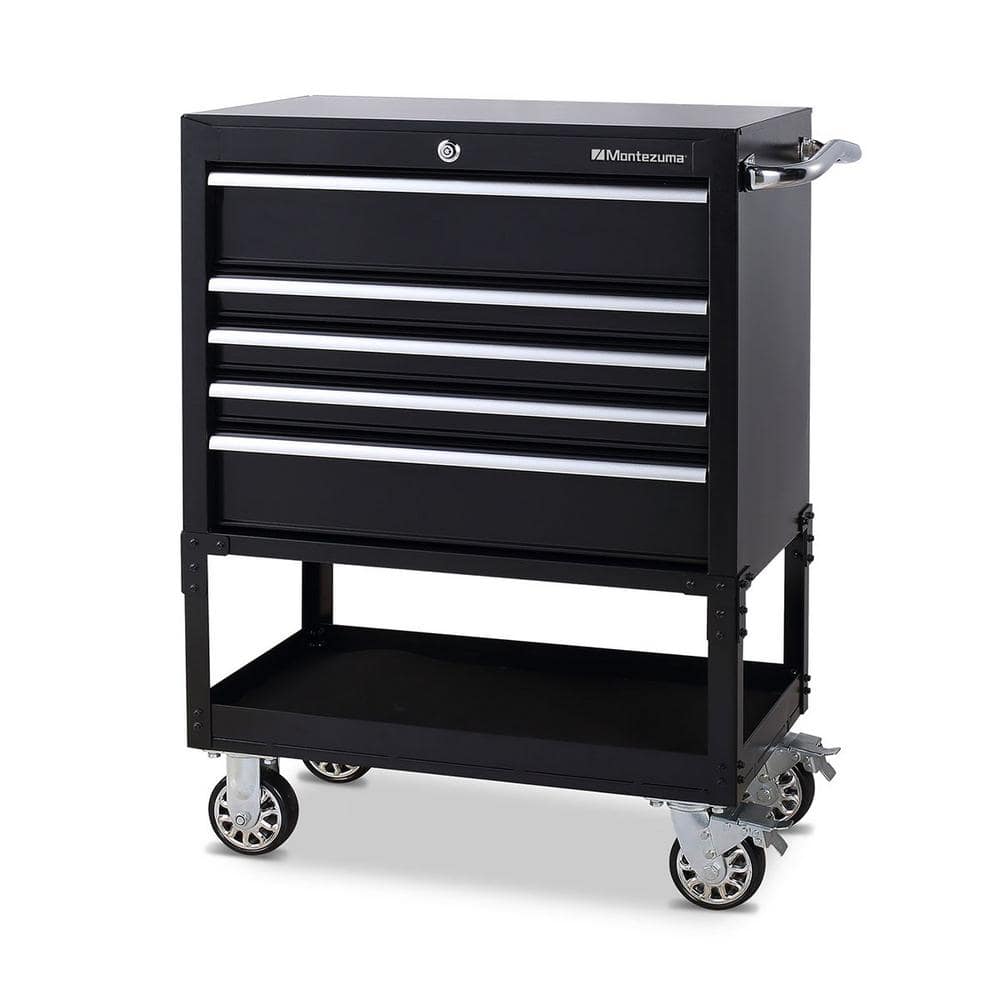Montezuma 30 in. 5-Drawer 1-Shelf Steel Utility Tool Cart