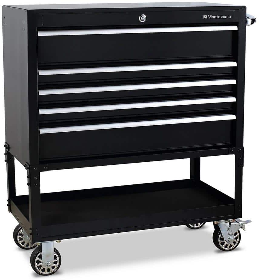 Montezuma 36 in. 5-Drawer 1-Shelf Steel Utility Tool Cart