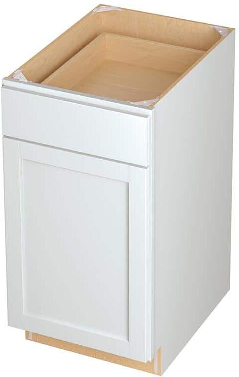 Hampton Bay Westfield Feather White Shaker Stock Base Kitchen Cabinet With Pull-Out Waste Baskets (18 in. W x 23.75 in. D)