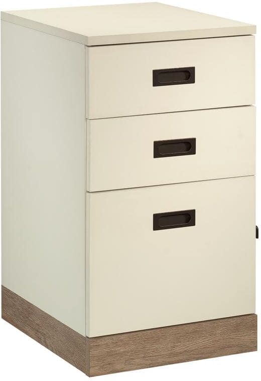 SAUDER Dixon City 3-Drawer Pebbled White 27 in. H x 15 in. W x 18 in. D Engineered Wood Vertical Mobile File Cabinet