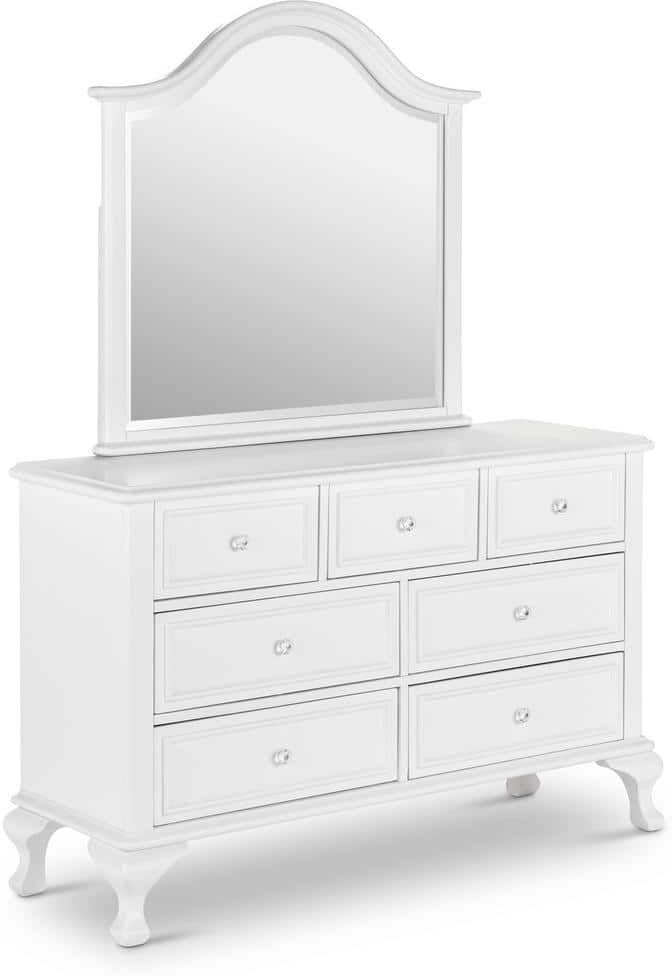 Jenna 7-Drawer White Dresser with Mirror