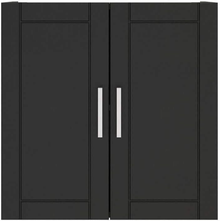 SystemBuild Evolution Wood 2-Shelf Wall Mounted Garage Cabinet in Black (24 in. W x 24 in. H x 12 in. D)