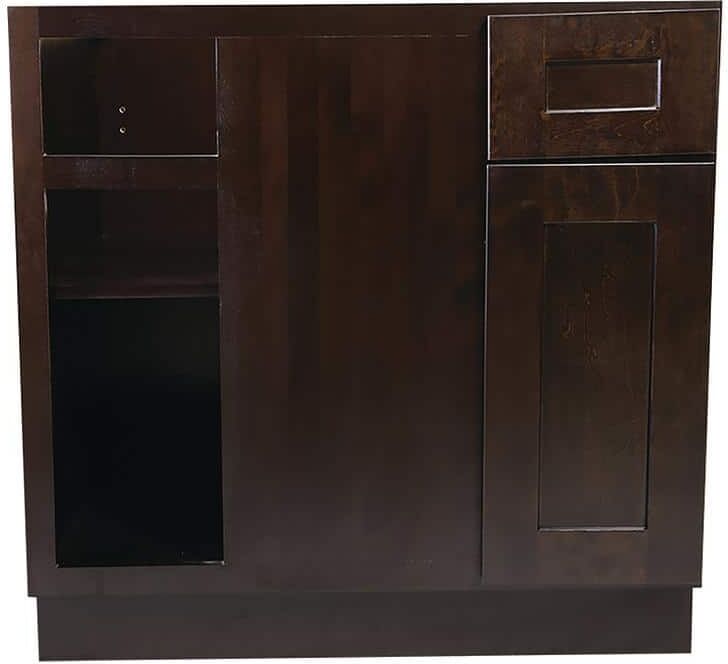 Design House Brookings Plywood Ready to Assemble Shaker 36x34.5x24 in. 1-Door 1-Drawer Blind Base Kitchen Cabinet in Espresso