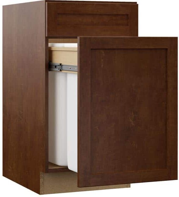 Hampton Bay Designer Series Soleste Assembled 18x34.5x23.75 in. Dual Pull Out Trash Can Base Kitchen Cabinet in Spice