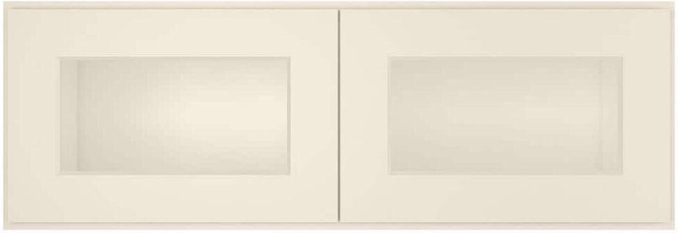 HOMEIBRO 36 in. W X 12 in. D X 12 in. H in Antique White Plywood Ready to Assemble Wall Kitchen Cabinet with 2-Doors