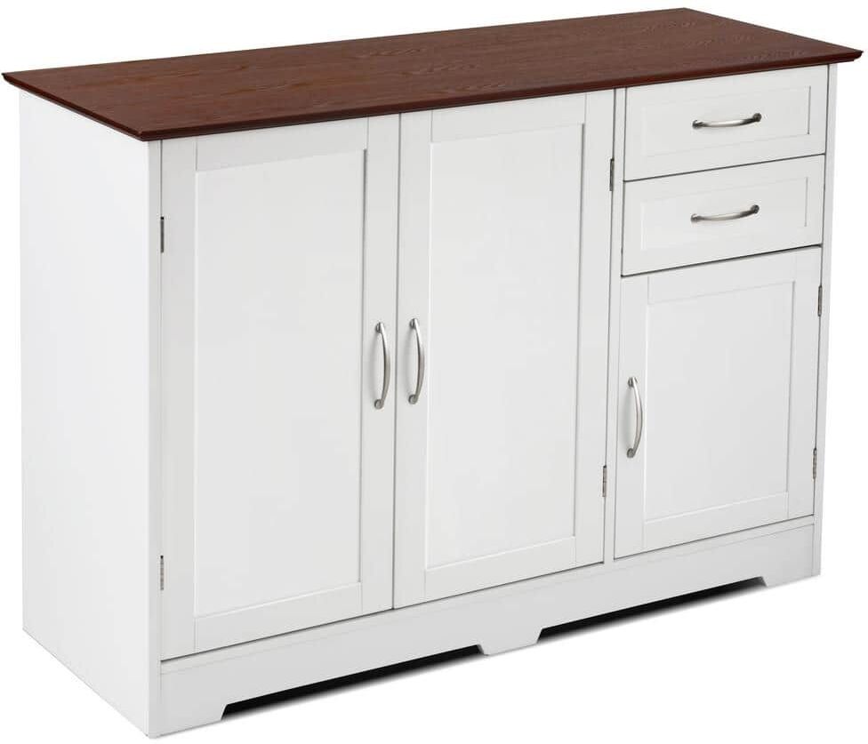 Boyel Living 31 in. H x 43.5 in. W x 16 in. D White Buffet Storage Cabinet Kitchen Sideboard with Adjustable Shelves