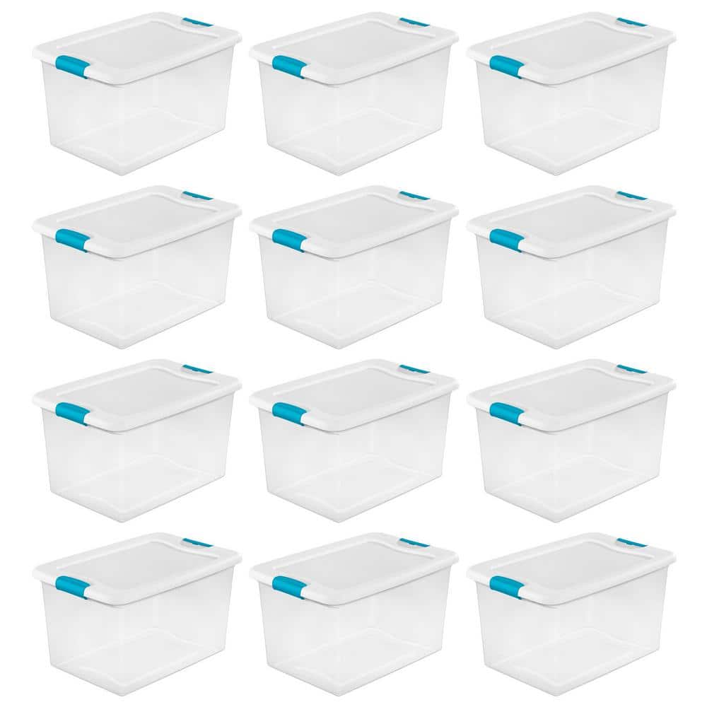 Sterilite 64 qt. Plastic Latching Storage Box Containers in Clear, 12-Pack