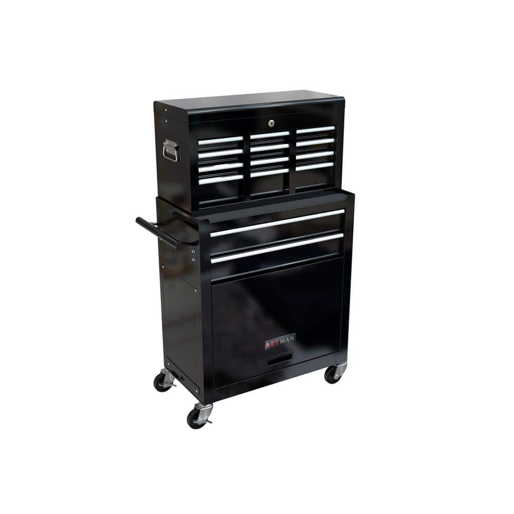 Tidoin High Capacity Steel Rolling Tool Cart with Wheels and 8-Drawer Tool Storage Cabinet in Black