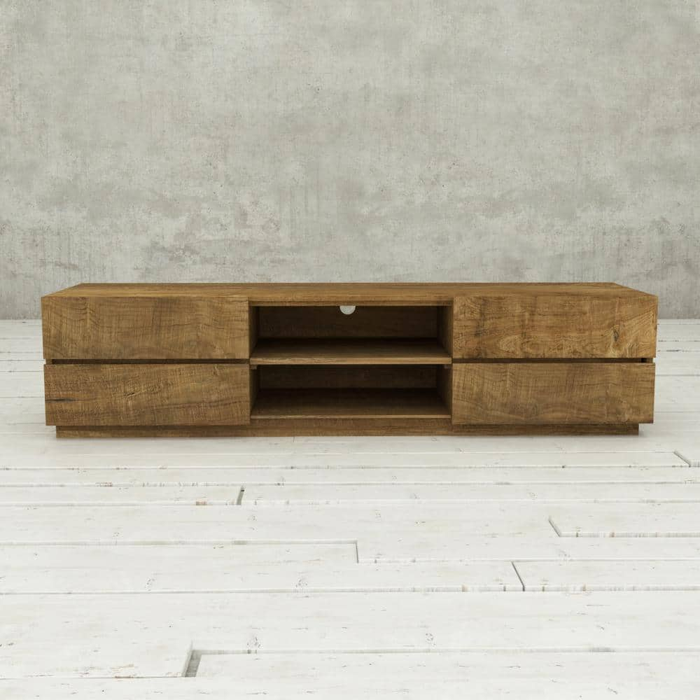 Urban Woodcraft Stallone 75 in. Natural Wood TV Stand Fits TVs Up to 75 in.