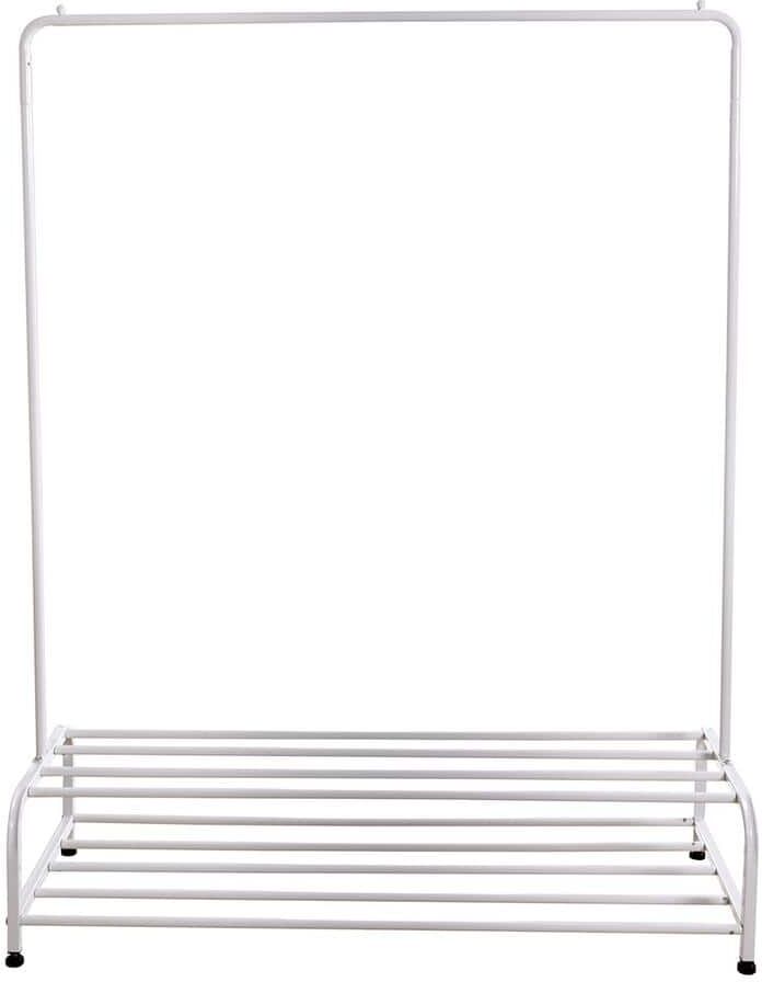 White with Lower Storage Shelf Metal Clothes Rack 43.3 in. W x 59.92 in. H