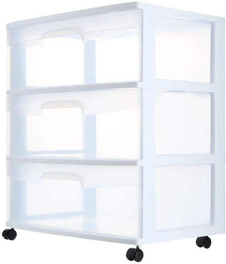 Sterilite Home 3-Drawer Cart Clear Portable Durable Storage Container on Casters