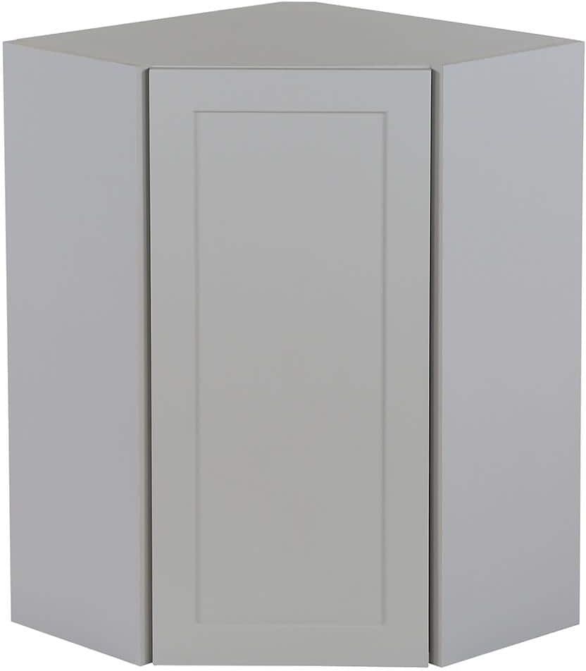 Hampton Bay Cambridge Gray Shaker Assembled Corner Wall Cabinet (24 in. W x 12.5 in. D x 36 in. H)