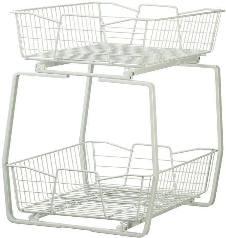 ClosetMaid 14 in. W 2-Tier Ventilated Wire Sliding Cabinet Organizer in White