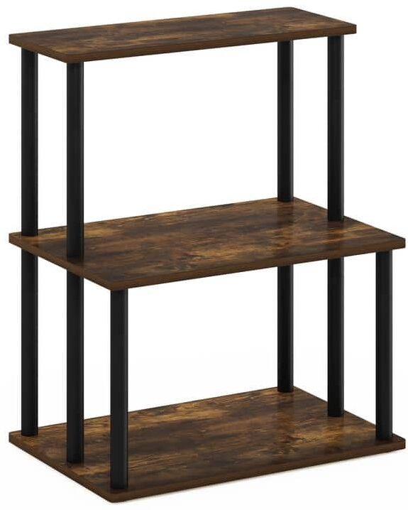 Furinno Turn-N-Tube Amber Pine/Black 3-Tier Kitchen Cart with Storage Shelf