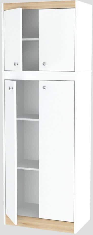 inval america LLC GALLEY Ready to Assemble 23.6 in. W x 14.6 in. D x 67 in. H Kitchen Storage Utility Cabinet in White and Vienes Oak