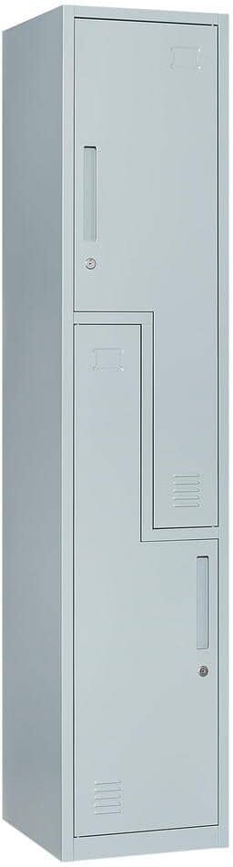 LISSIMO 2-Tier Metal Locker for Home, Dressing Room, 71 in. Steel L-Shape Storage Lockers with 2 Door for Employees