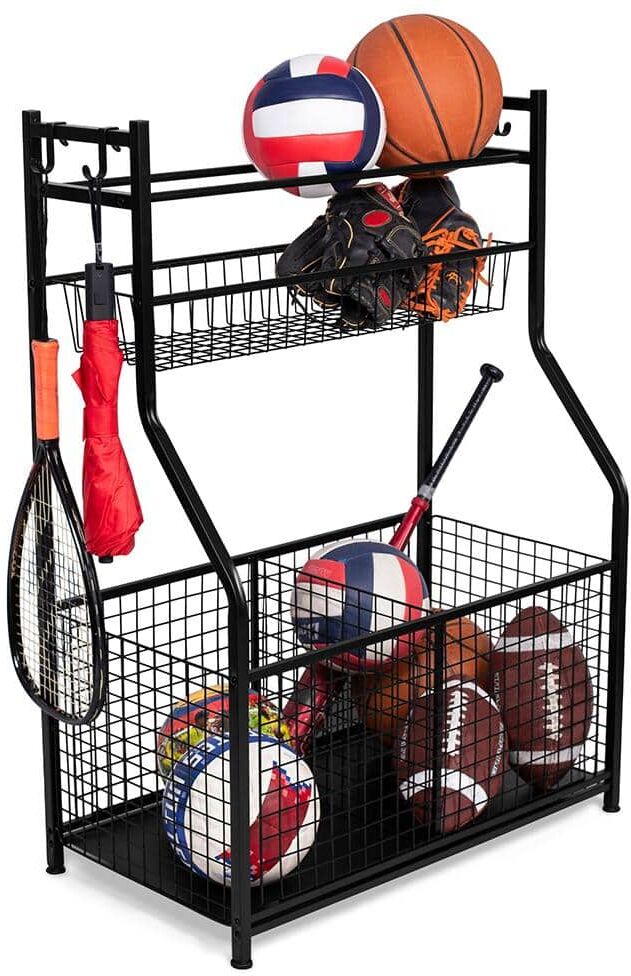 BirdRock Home Home Sports Equipment Black 3-Tier Steel Garage Storage Shelving Unit (16.75 in. W x 43 in. H x 30.73 in. D)