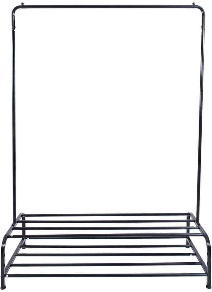 Black with Lower Storage Shelf Metal Clothes Rack 43.3 in. W x 59.92 in. H