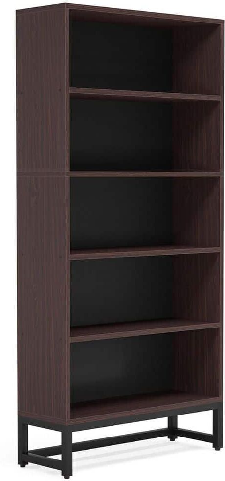 TRIBESIGNS WAY TO ORIGIN Frailey 31.5 in. Brown Free-Standing Large 6-Tier Open Display Shelves Bookshelf Storage Rack, Library Etagere Bookcase