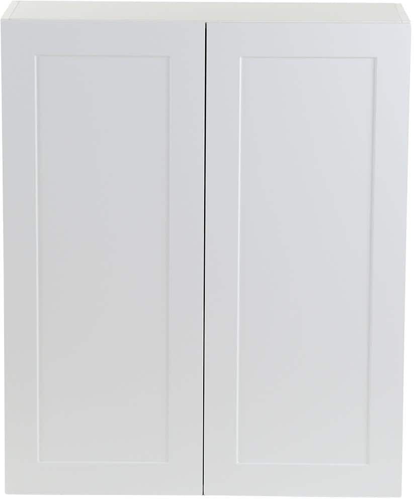 Hampton Bay Cambridge White Shaker Assembled Wall Kitchen Cabinet with 2 Soft Close Doors (30 in. W x 12.5 in. D x 36 in. H)