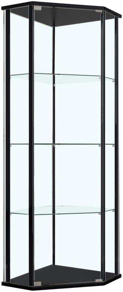 Coaster Home Furnishings Zenobia Clear and Black Glass Shelf Storage Cabinet