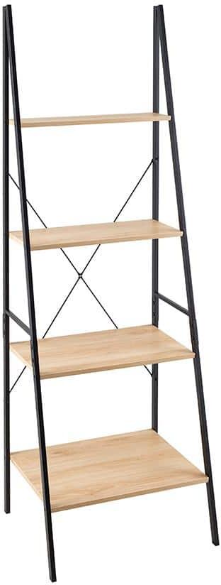 ClosetMaid Mixed Material Storage Furniture 70.87 in. H x 20 in. D Natural 4-Shelf Ladder Bookcase