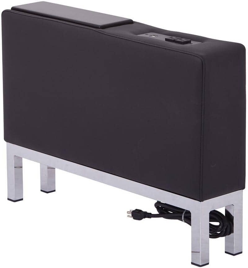 OSP Home Furnishings Wall Street Modular Component with Chrome Base and AC/USB 3.0 Charging Station in Black Faux Leather