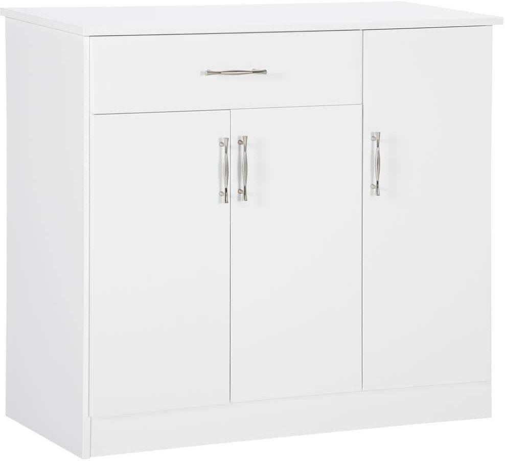 HOMCOM Modern White Kitchen Sideboard with Drawer and Double Door Cabinet