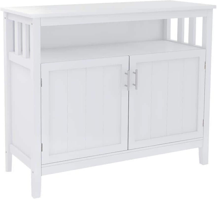 Tileon 39.96 in. W x 15.75 in. D x 34.25 in. H in White MDF Ready to Assenmble Floor Kitchen Cabinet storage sideboard