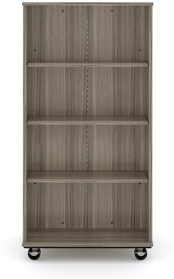 TOT MATE 30" W x 23" D x 60" H Open Double Sided Mobile Locker Storage Classroom Bookcase, Adjustable Shelves, (Shadow Elm Gray)