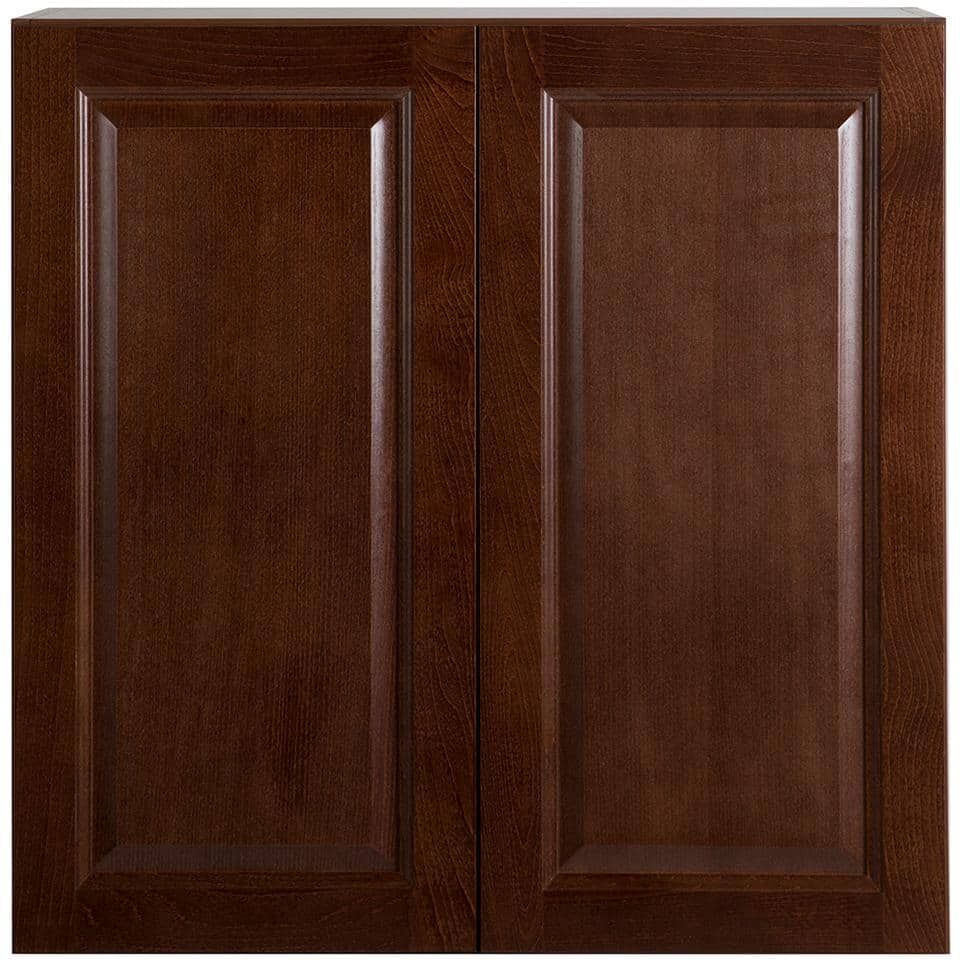 Hampton Bay Benton Assembled 30x30x12 in. Wall Cabinet in Amber