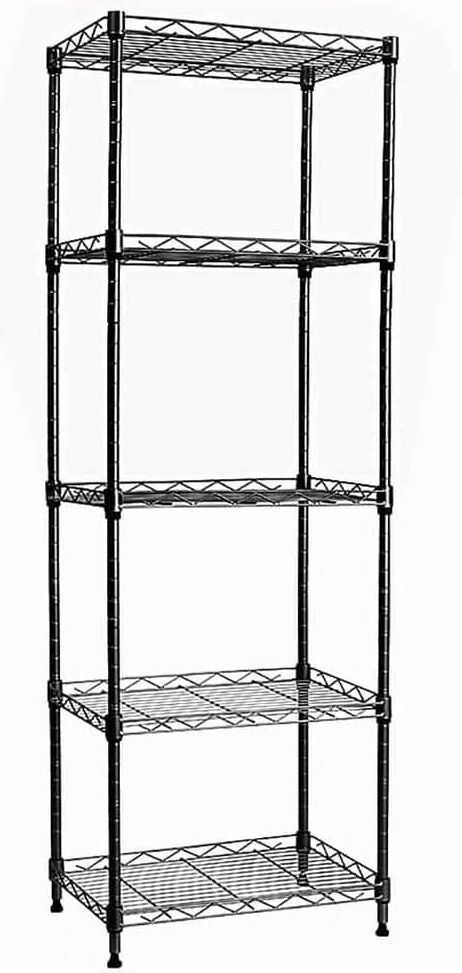 Black 5-Tier Metal Garage Storage Shelving Unit (16.6 in. W x 53.5 in. H x 11.8 in. D)