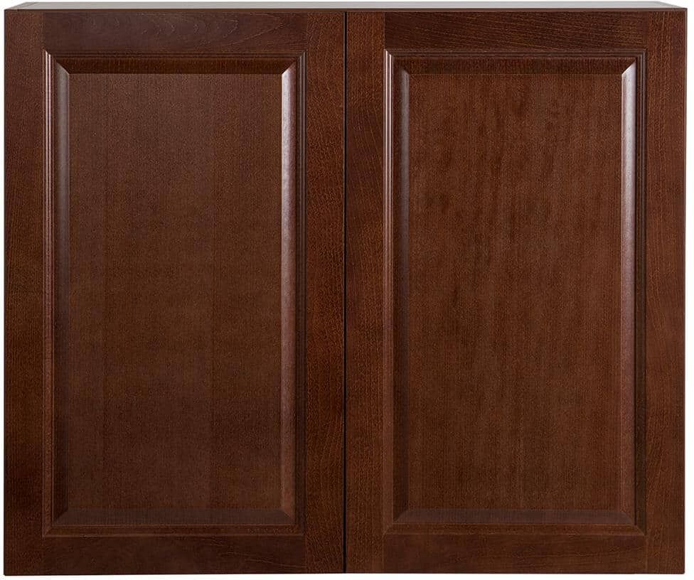 Hampton Bay Benton Assembled 36x30x12 in. Wall Cabinet in Amber