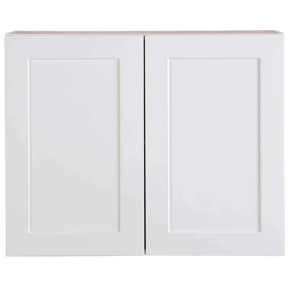 Hampton Bay Cambridge White Shaker Assembled Wall Cabinet with 2 Soft Close Doors (30 in. W x 12.5 in. D x 24 in. H)