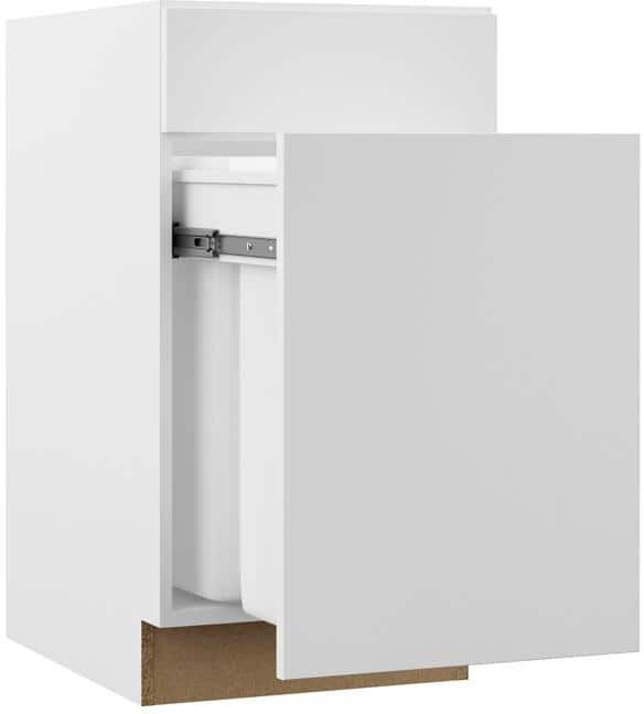 Hampton Bay Designer Series Edgeley Assembled 18x34.5x23.75 in. Dual Pull Out Trash Can Base Kitchen Cabinet in White