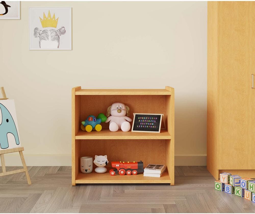 TOT MATE 2-Level Laminate Toddler Storage Shelf (Maple), Kids Toy Storage Organizer, 24" W x 15" D x 23.5" H