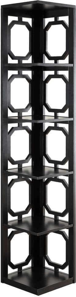 Convenience Concepts Omega 12 in. W Black 5 Tier Corner Bookcase