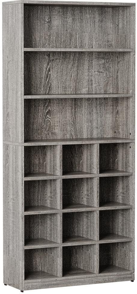 BYBLIGHT Lauren Gray Shoe Storage Cabinet with Side Hooks, 24-Pair Freestanding Shoe Rack Storage Organizer for Hallway Closet