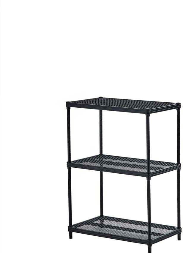 Design Ideas Black 3-Tier Metal Garage Storage Shelving Unit (24 in. W x 32 in. H x 14 in. D)