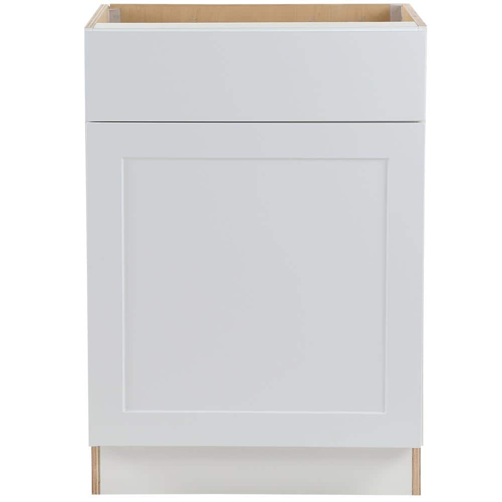 Hampton Bay Cambridge White Shaker Assembled Base Kitchen Cabinet with Soft Close Door (24 in. W x 24.5 in. D x 34.5 in. H)