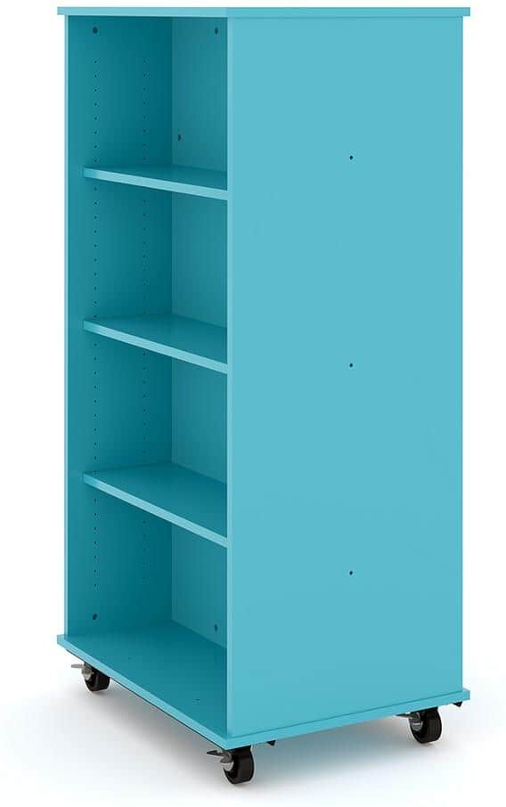 TOT MATE 30" W x 23" D x 60" H Open Double Sided Mobile Locker Storage Nursery Classroom Bookcase, Adjustable Shelves, (Ocean)