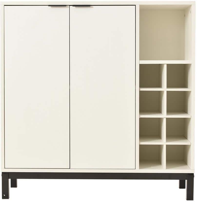 34 in. K and K White Sideboards and Buffets w/ Storage Coffee Bar Cabinet Wine Racks Storage Server Dining Room Console